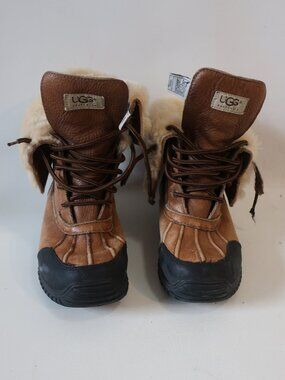 Womens Ugg 5469 Brown Black Lace-Up Mix Media Waterproof Adirondack Boots 8